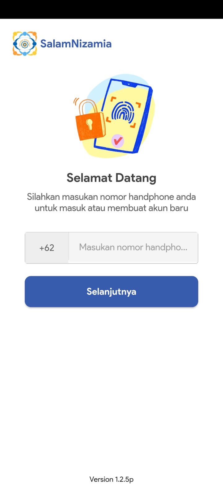 SalamNizamia login — phone number authentication with biometric support