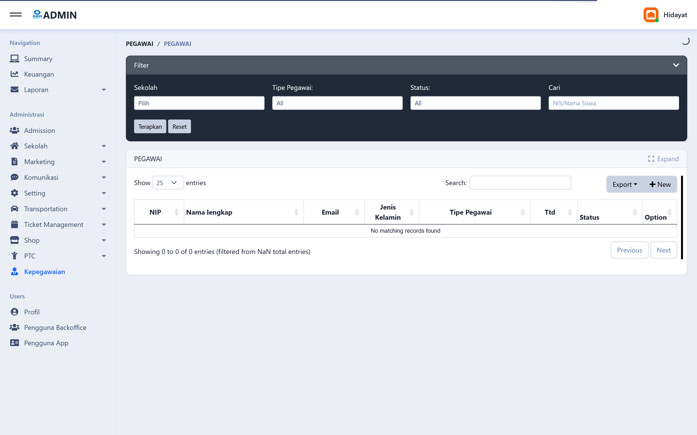 HR Management — employee records and staff data management