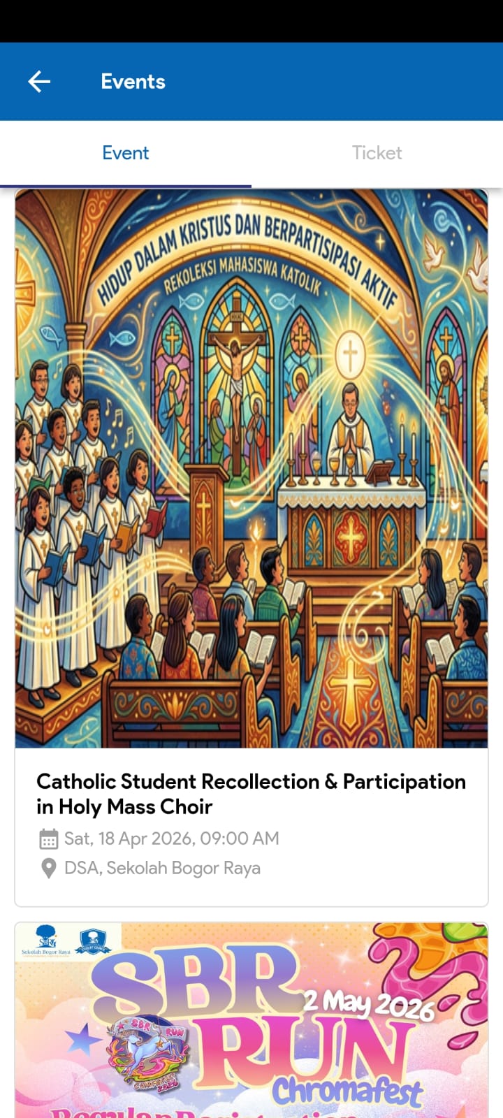 Events — Catholic Student Recollection, SBR RUN Chromafest